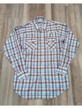 Vintage Amana Woolen Mills Men's Western Shirt Pearl Snaps Size Tall man